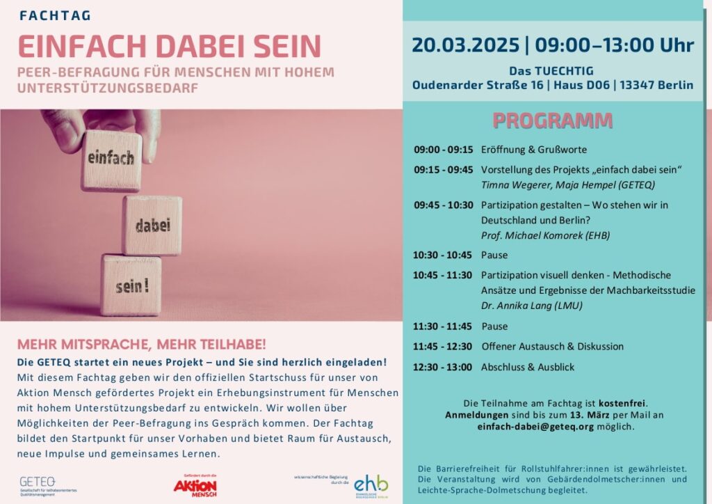 Einladung Fachtag "einfach dabei sein" am 20.3.2025 